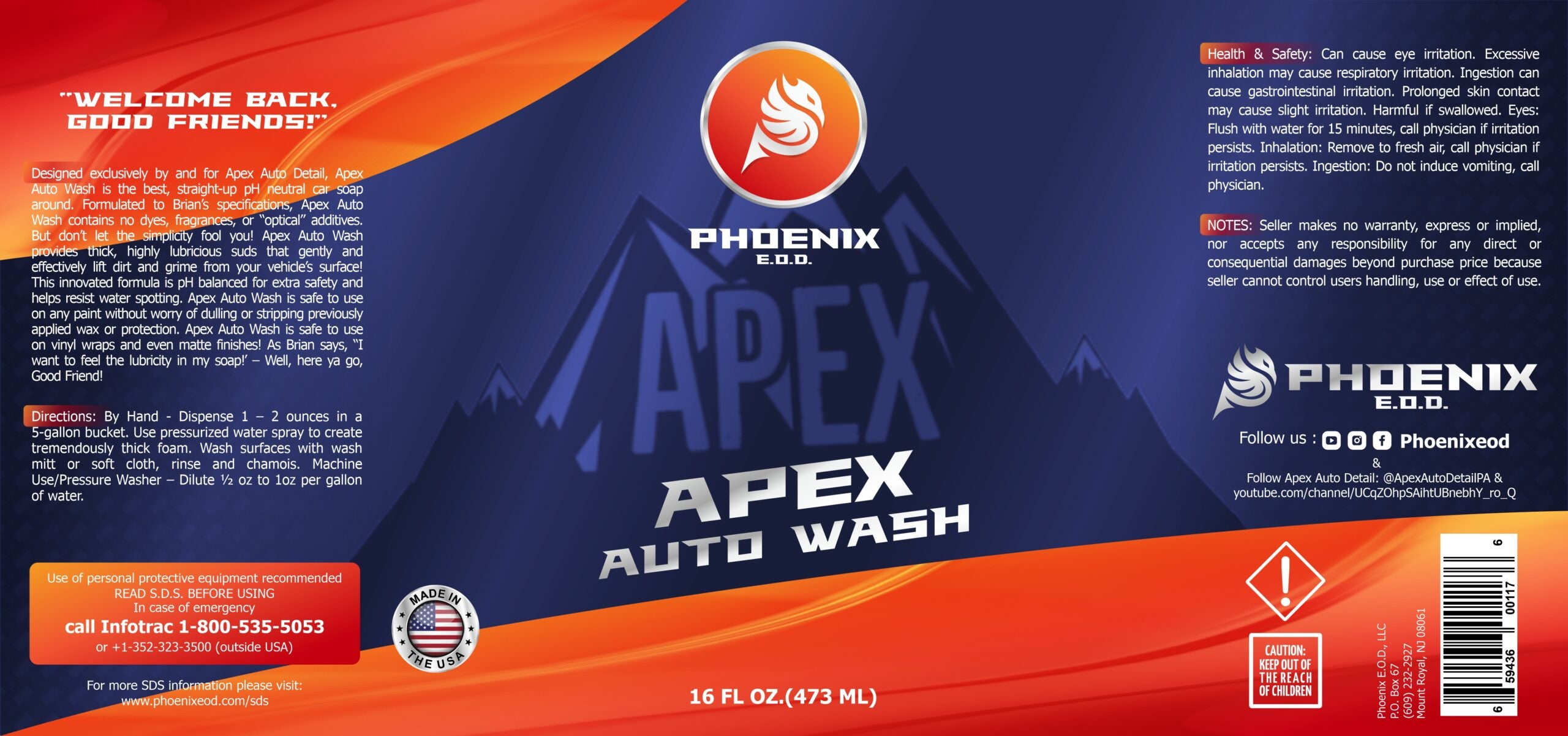 Phoenix EOD Apex Auto Wash - V3.0 - 473 ml